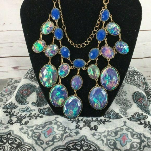 Elegant Prom Wedding Blue Cascading Necklace - Picture 7 of 8